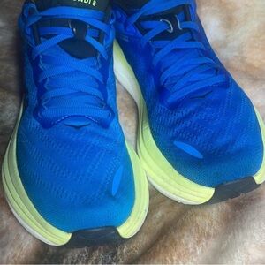 Hoka One One Blue and Yellow Athletic Shoes